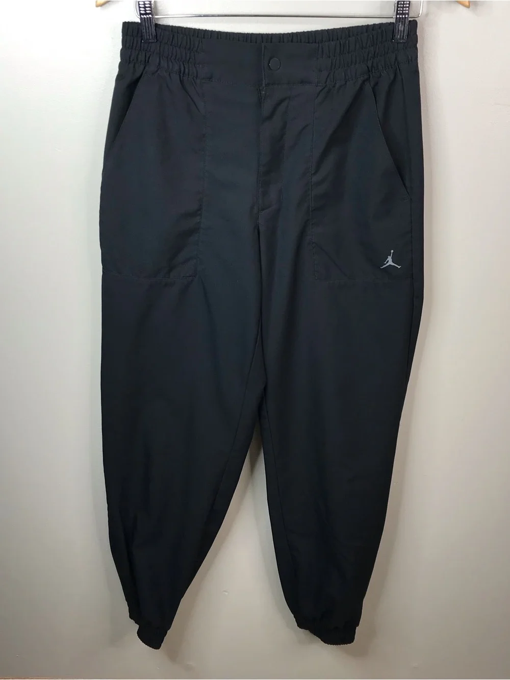 Jordan Black Elastic-Waist Jogger Pants with Jumpman Logo Sz Small